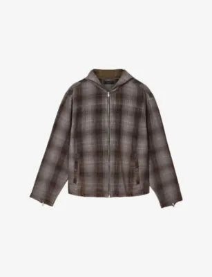 ALLSAINTS Santo Hooded Checked Cotton Shirt