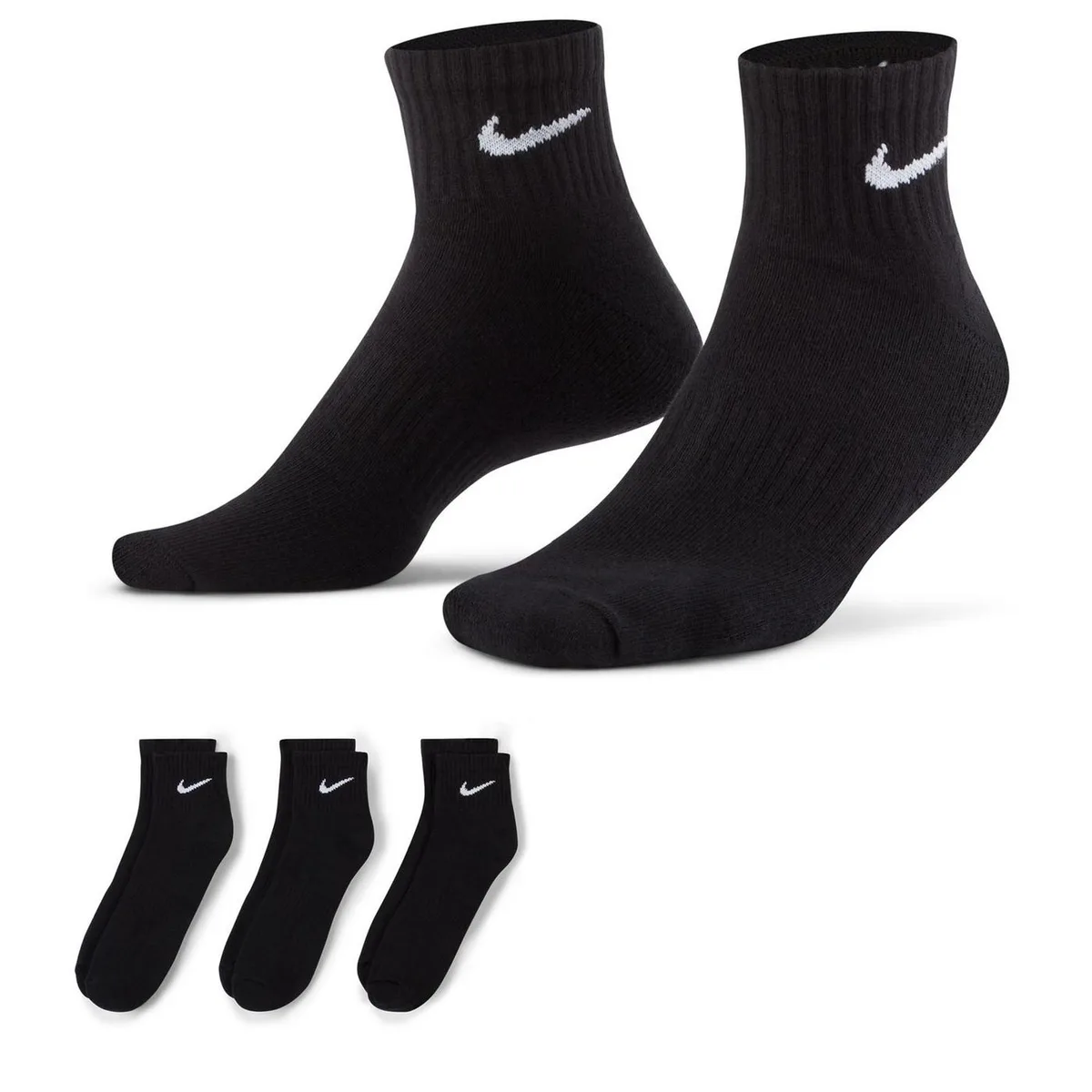 For Him Nike Three Pack Quarter Socks Mens in Black/White – Accessories