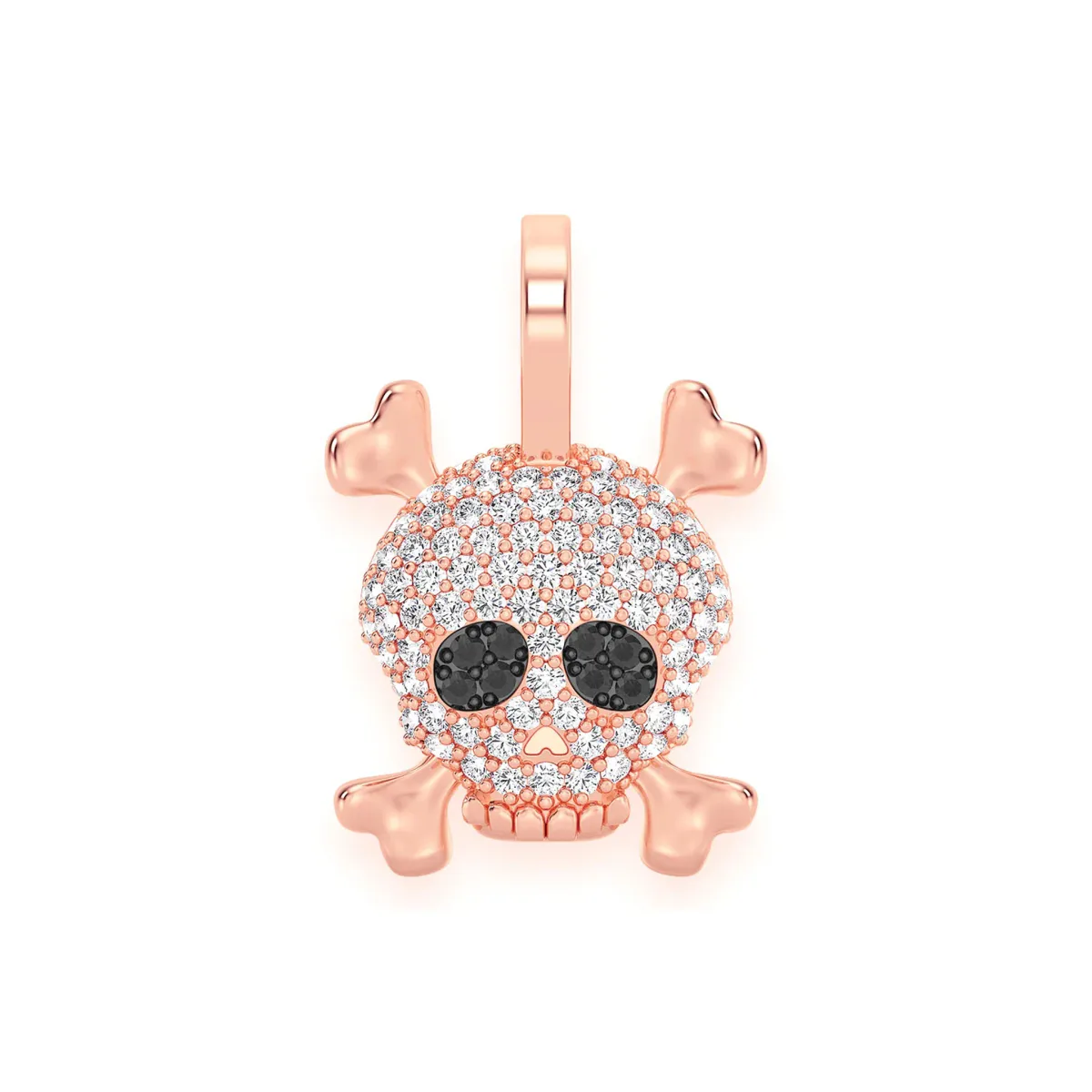 For Him Skull & Crossbones Diamond Pendant in Rose Gold – Pendant