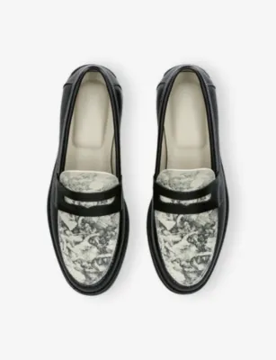 DUKE & DEXTER Wilde Fall of Giants Penny Leather Loafers - EUR 42 / 8 UK MEN in BLK/WHITE, additional product view 2