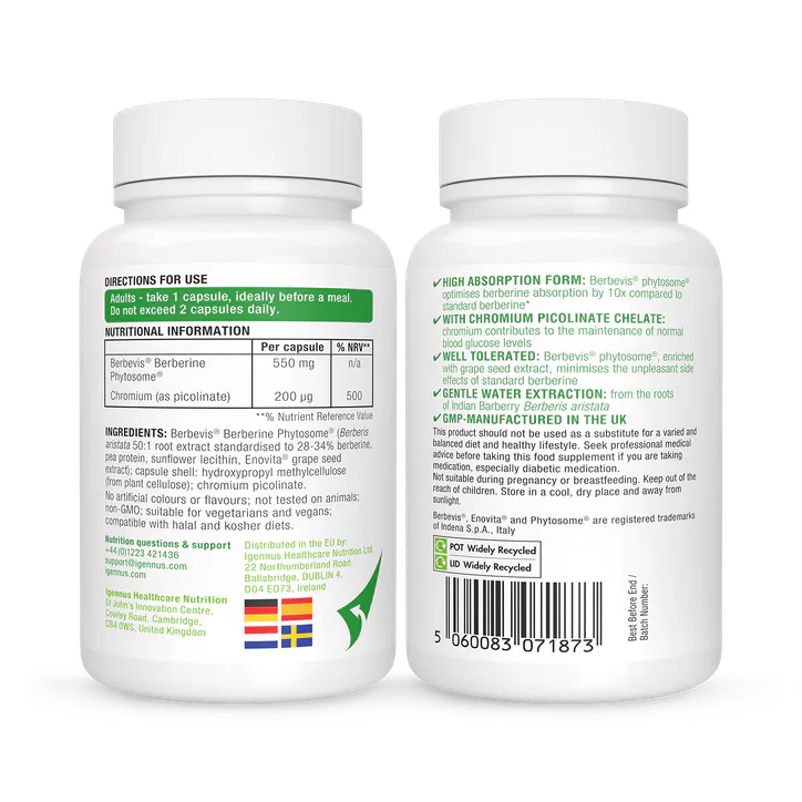 Igennus Healthcare Nutrition Advanced Berberine Phytosome with Chromium Picolinate, 60 Capsules detail 2