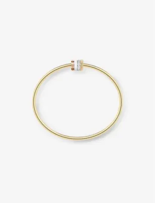 BOUCHERON Quatre blue-edition 18ct yellow, white and rose-gold, 0.11ct diamond and ceramic bracelet - 18cm