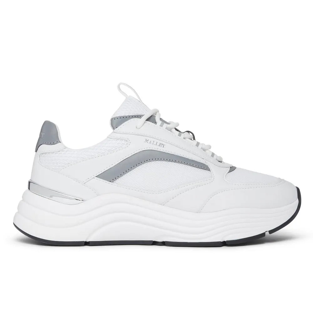 Mallet Men's Chunky Trainers in Reflect White – Footwear