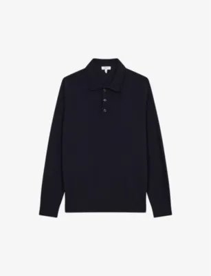 REISS Trafford polo-collar slim-fit merino-wool jumper - BLACK detail 2