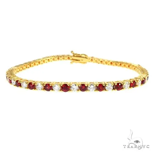 PIA - For Him GEMSTONES Candy Cane Red Sapphire Diamond Tennis Bracelet 66944