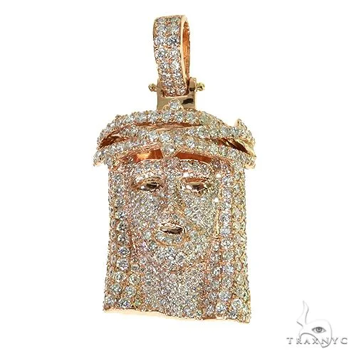 AHMED - MOON JEWELRY Small 14K Gold Diamond Jesus Pendant 67734 in Rose – Pendant
