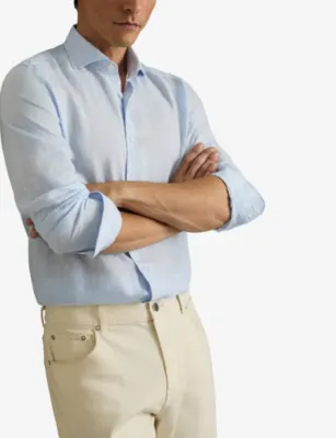 REISS Ruban Long-Sleeved Linen Shirt detail 3