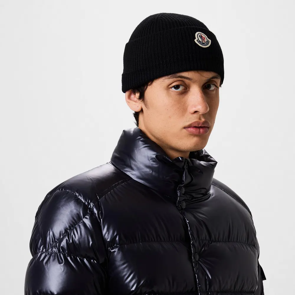 Moncler Men's Logo Wool Beanie detail 2