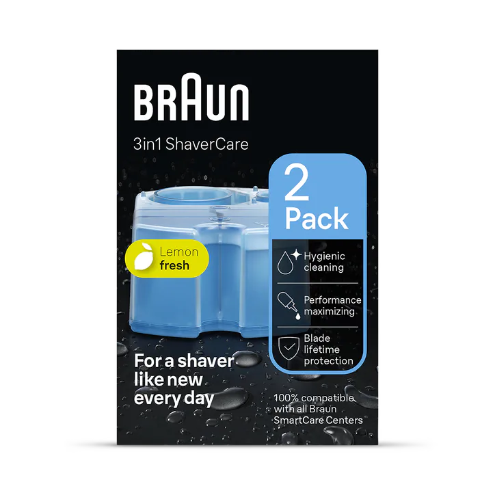 BRAUN 3in1 ShaverCare SmartCare Center Refill Cartridges, Hygienic Cleaning, 2 Pack