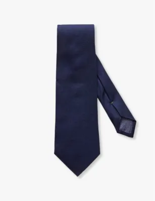 ETON Geometric-weave silk tie - DARK PURPLE - 80 detail 2