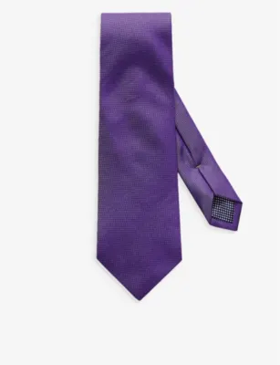 ETON Geometric-weave silk tie - DARK PURPLE - 80 detail 3