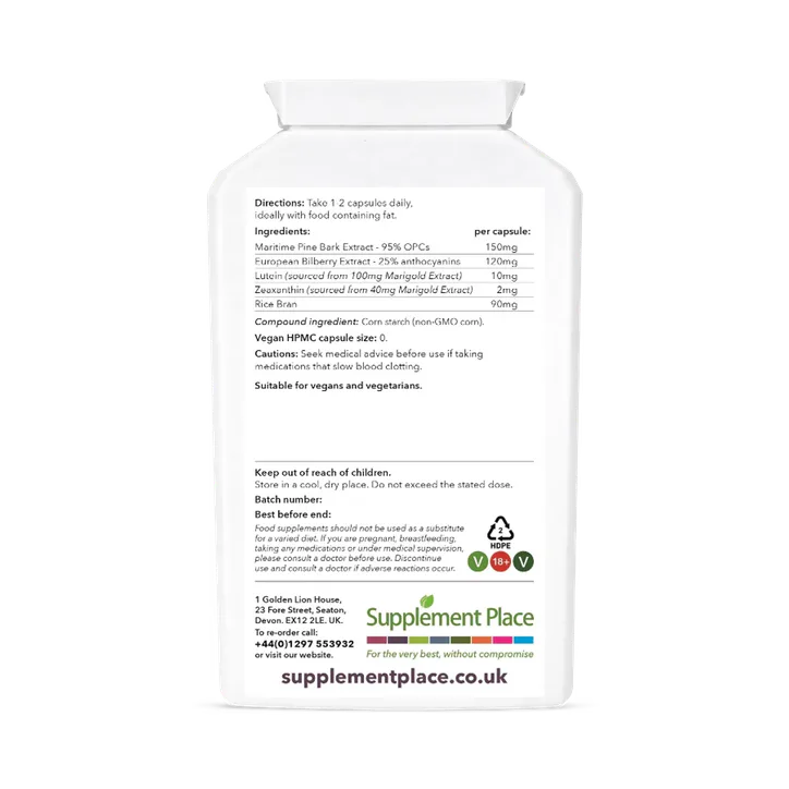 Supplement Place ClearVision | Pine Bark, Bilberry, Lutein, Zeaxanthin | 240 Capsules detail 2