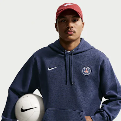 Nike Paris Saint-Germain Club Men's Nike Football Pullover Hoodie - Midnight Navy/White