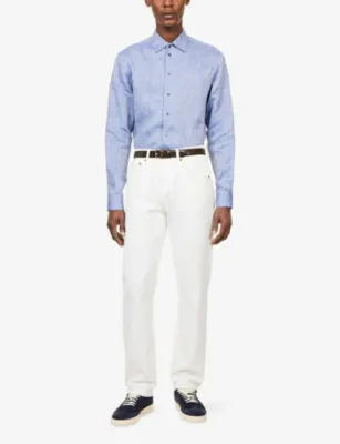 EMPORIO ARMANI Long-Sleeve Classic-Collar Linen Shirt detail 2