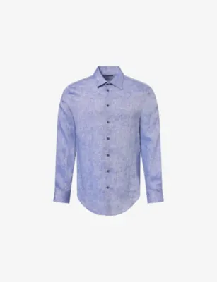 EMPORIO ARMANI Long-Sleeve Classic-Collar Linen Shirt