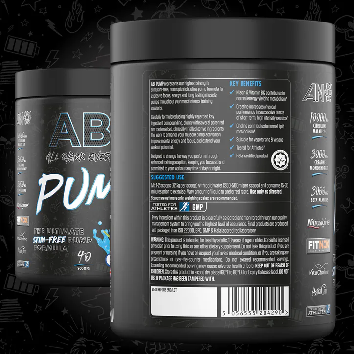 Applied Nutrition ABE Pump Pre Workout Powder Blue Razz 500g, additional product view 2