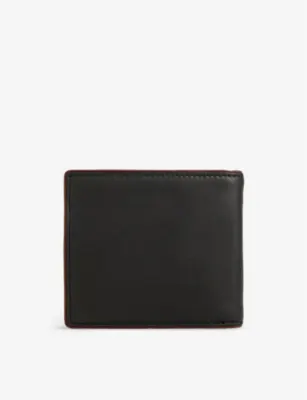 DENTS Brand-debossed contrast-piped grained-leather bi-fold wallet in BLACK/DARK TAN, additional product view 3