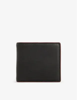 DENTS Brand-debossed contrast-piped grained-leather bi-fold wallet