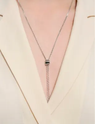 BOUCHERON Quatre Black Edition 18ct white-gold and 0.18ct diamond small tie necklace in WHITE GOLD, additional product view 2