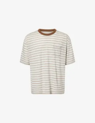 VISVIM Mondo Border Striped Wool and Cotton-Blend T-Shirt - GREY in GREY – Mens | Tops & t-shirts | T-Shirts | Plain T-Shirts