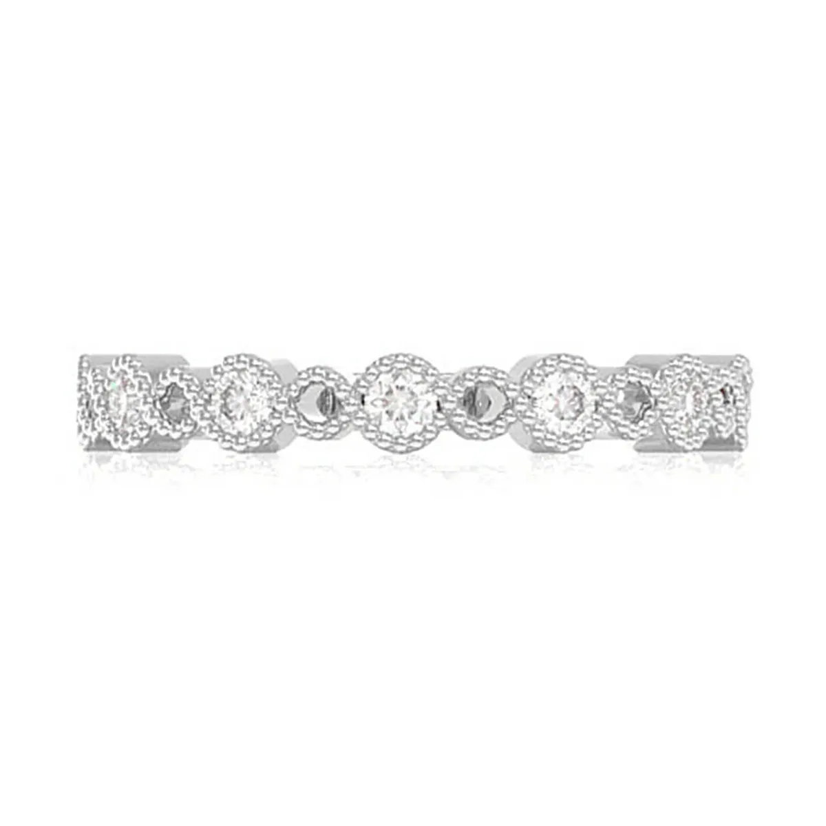 For Him Circle Milgrain Twist Diamond Wedding Band Ring in White Gold / Natural Diamond – Ring