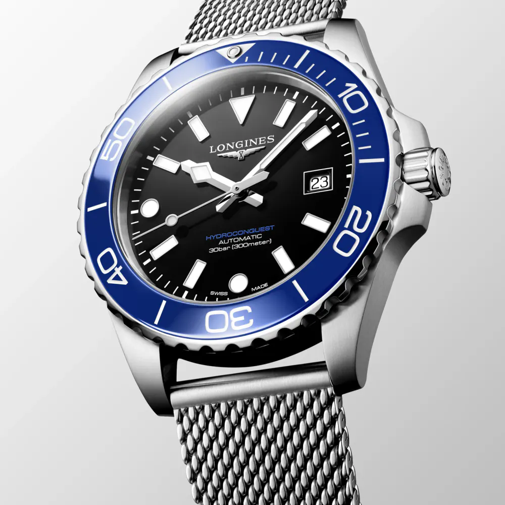 Longines HydroConquest 42mm Mens Watch Black Mesh in Black, additional product view 2