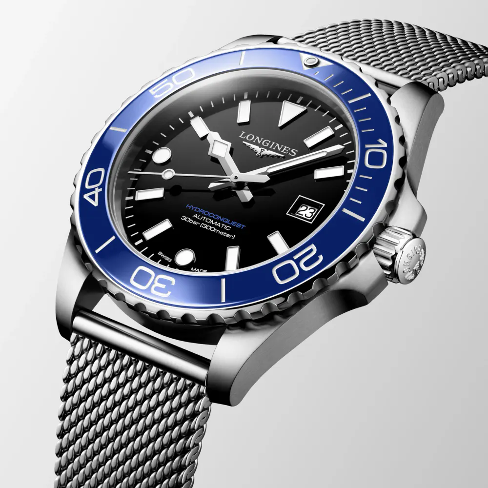 Longines HydroConquest 42mm Mens Watch Black Mesh in Black, additional product view 3