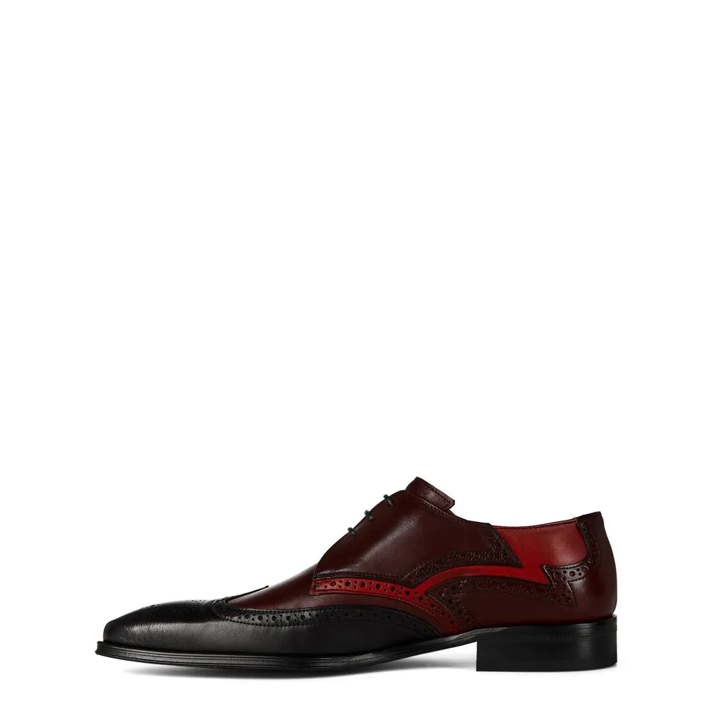 Jeffery West Scarface Three-Tone Leather Brogues in Black/Burgundy, additional product view 2