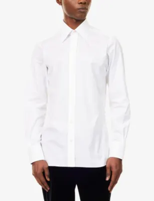 TOM FORD Slim-Fit Long-Sleeves Cotton-Poplin Shirt - 15.75 detail 3