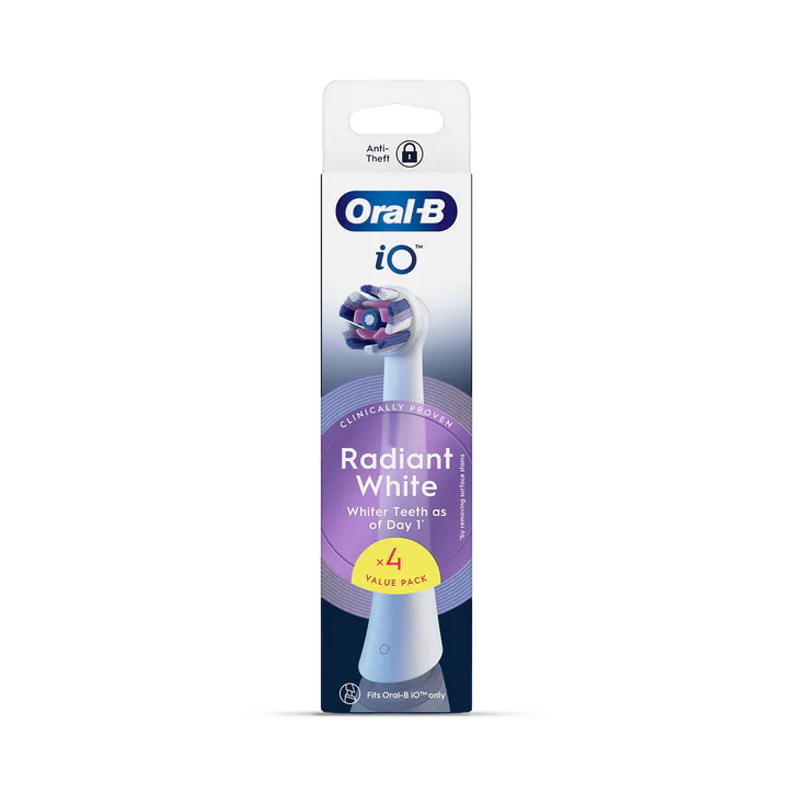 ORAL-B iO Series Radiant White Black, Original Brush Heads for Teeth Whitening, 4