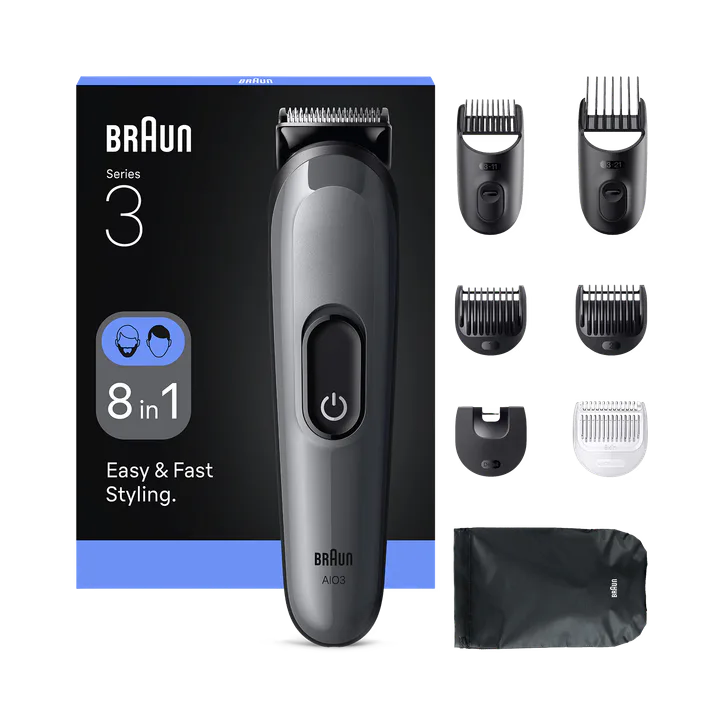 BRAUN All-in-One Series 3, AIO3540, 8in1 Grooming Kit - Grey