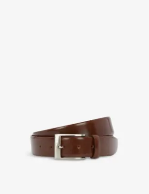 DENTS Logo-engraved leather belt - Gloss Mid Brown - XL