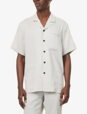 CORNELIANI Short-Sleeve Linen And Wool Blend Shirt detail 3