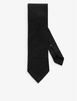 ETON Textured woven silk tie - DARK GREEN - 1 Size
