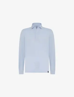 BOGGI Collared Long-Sleeve Cotton-Jersey Shirt in LIGHT BLUE – Mens | Tops & t-shirts | Polo shirts | Long sleeve