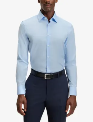 BOSS Slim-Fit Easy-Iron Stretch Cotton-Poplin Shirt - 15.75 detail 3