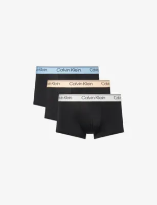 CALVIN KLEIN Microfibre-Stretch Low-Rise Pack of Three Jersey Trunks