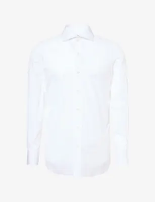 FINAMORE Napolo Giza Regular-Fit Cotton Shirt - 15.75 in White Popeline – Mens | Shirts | Casual Shirts | Long-sleeved