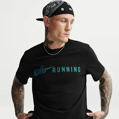Nike Men's Dri-FIT Running T-Shirt - Black/Bright Spruce