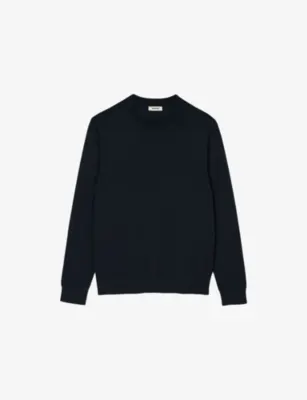 SANDRO Crewneck Fine-Knit Jumper - BLACK