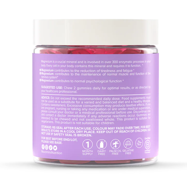 Novomins Magnesium SF Raspberry Flavoured 60 Gummies detail 2