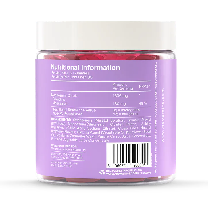 Novomins Magnesium SF Raspberry Flavoured 60 Gummies detail 3