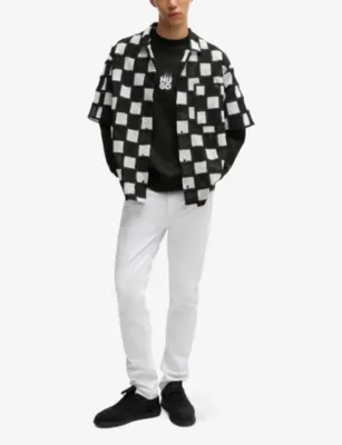 HUGO Branded-print crewneck cotton-jersey sweatshirt detail 2