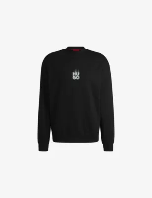 HUGO Branded-print crewneck cotton-jersey sweatshirt