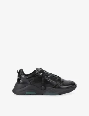 KURT GEIGER LONDON Royston Faux-Leather Trainers - EUR 45 / 11 UK MEN in BLACK – Mens | Trainers | Lace up trainers