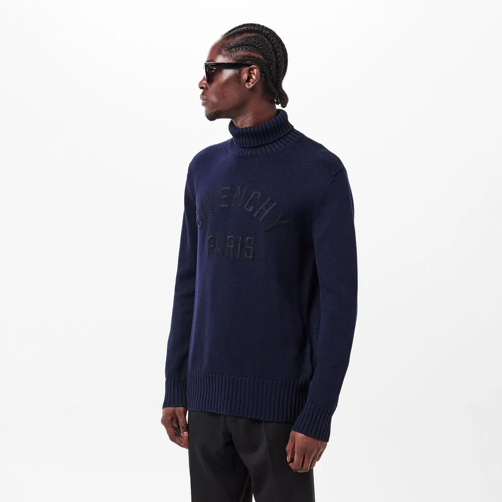 GIVENCHY Men's Crew Neck Jumper in Blue, additional product view 3