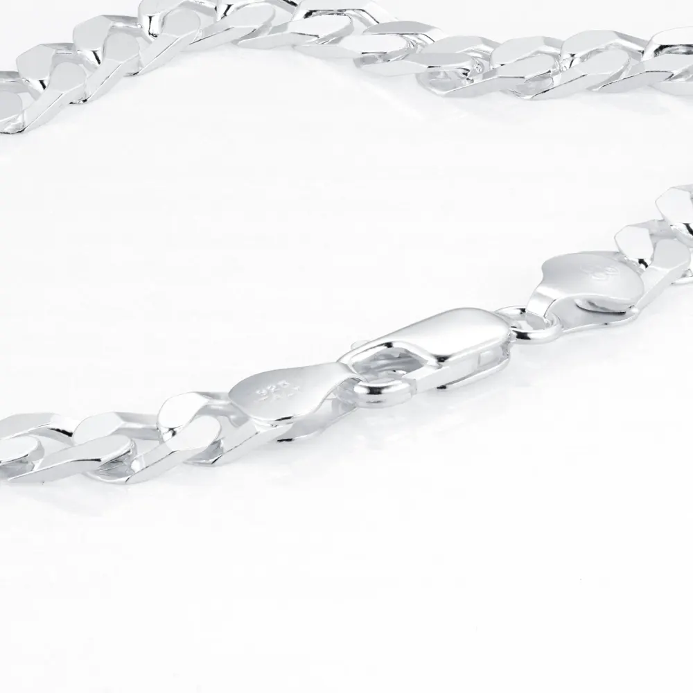 For Him Sterling Silver Mens 8 Inch Square Link Curb Bracelet detail 3