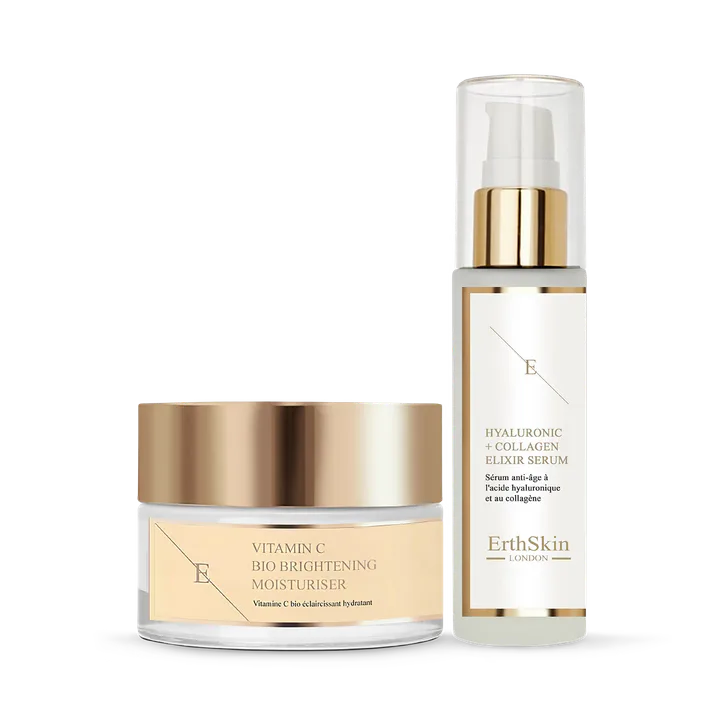 Erth Skin London Vitamin C Bio Brightening Moisturiser 50ml + Hyaluronic acid & Collagen Serum 60ml