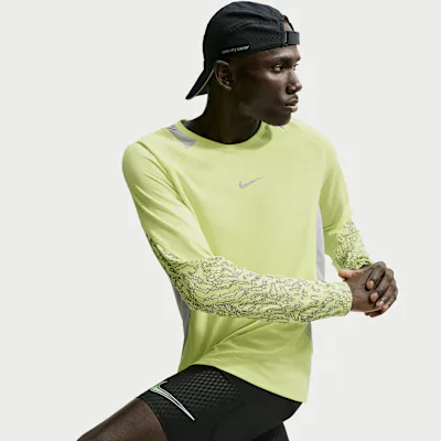 Nike Stride Men's Dri-FIT Winterized Long-Sleeve Running Top - Light Lemon Twist/Grey Fog