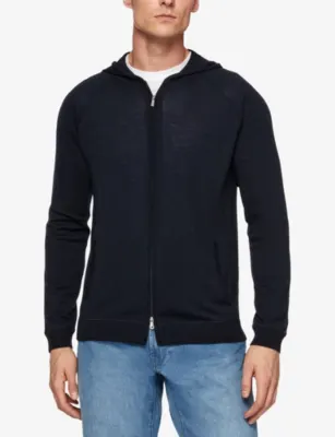 BOGGI MILANO Full-Zip Merino Wool Hoody detail 3